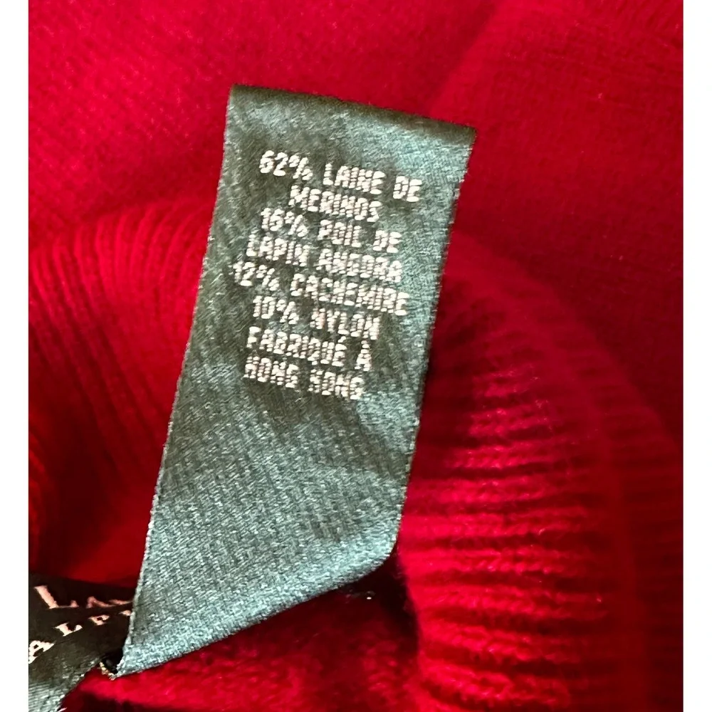 LAUREN Ralph Lauren VTGE Red‎ Cashmere Wool Turtleneck Sweater Crown Logo SZ LGE